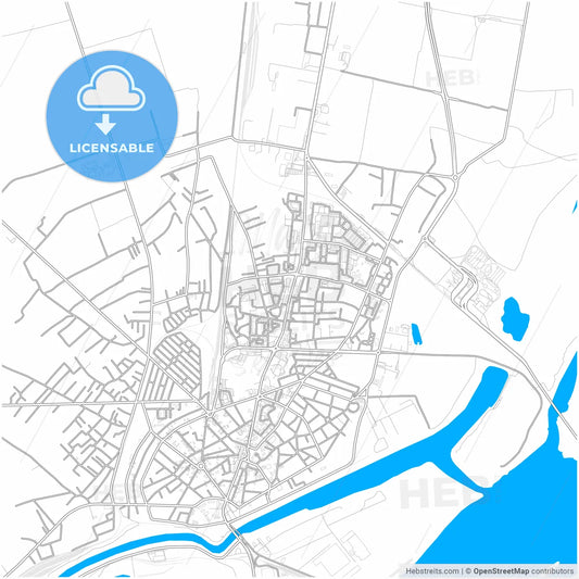 Giurgiu, Giurgiu, Romania, city map with high resolution roads.