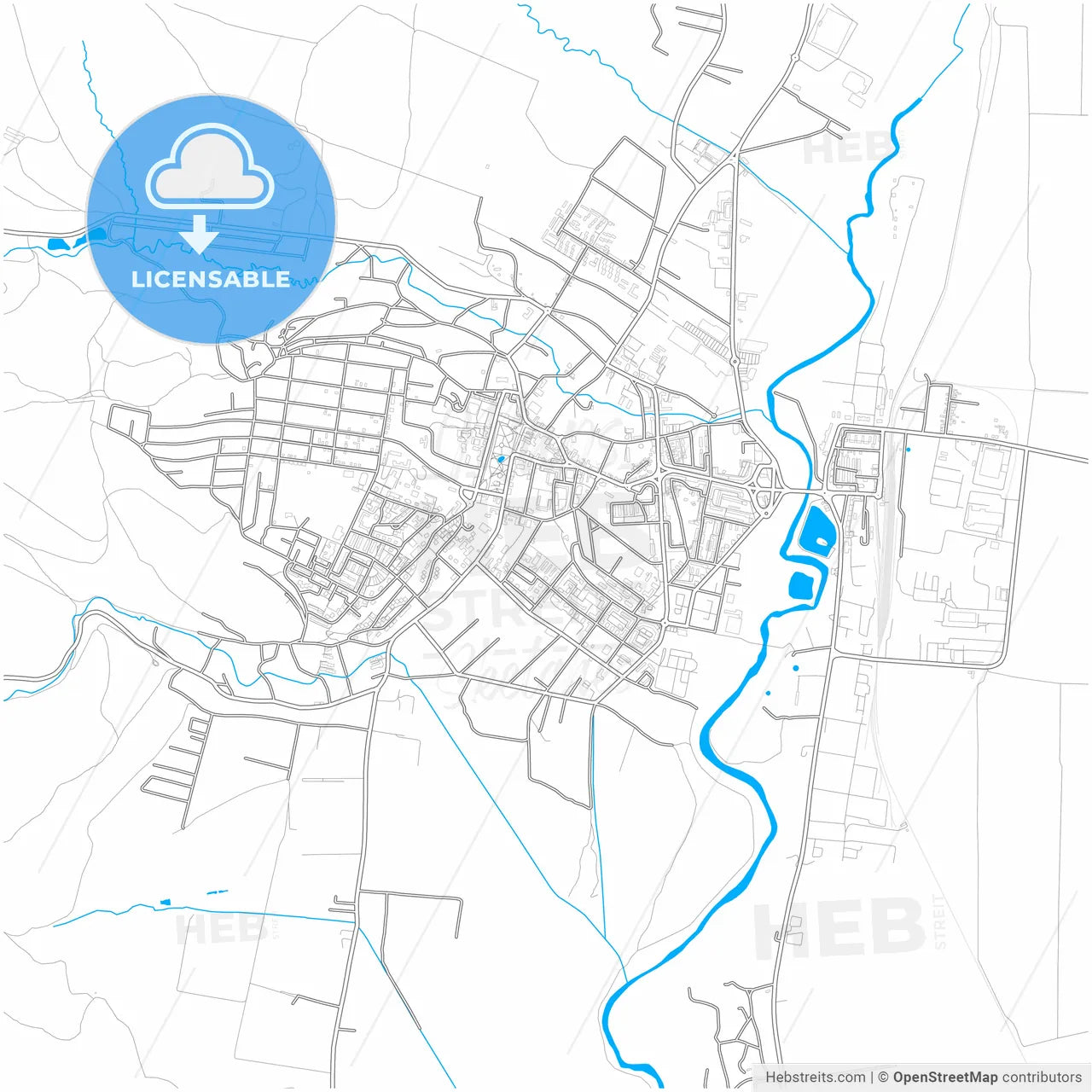 Sfântu Gheorghe, Covasna, Romania, city map with high resolution roads.