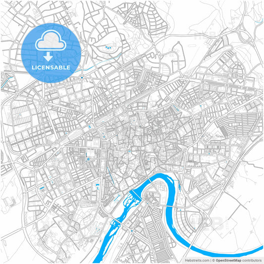 Córdoba, Spain, city map with high resolution roads.