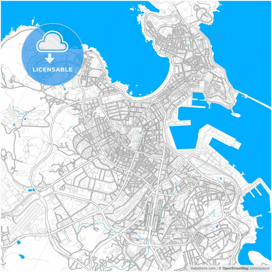 A Coruña, Spain, city map with high resolution roads.