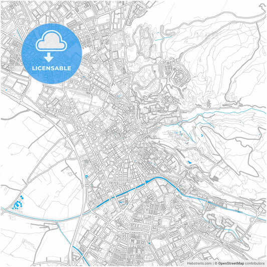 Granada, Spain, city map with high resolution roads.