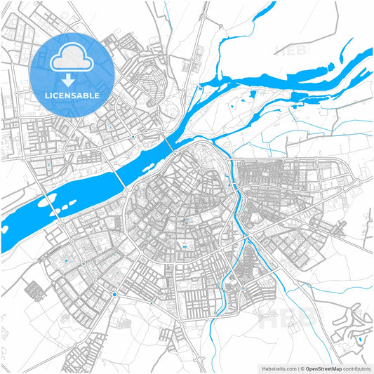 Badajoz, Spain, city map with high resolution roads.