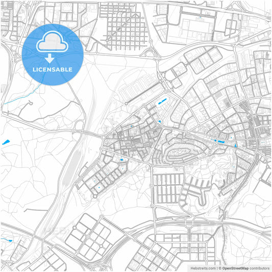 Coslada, Madrid, Spain, city map with high resolution roads.