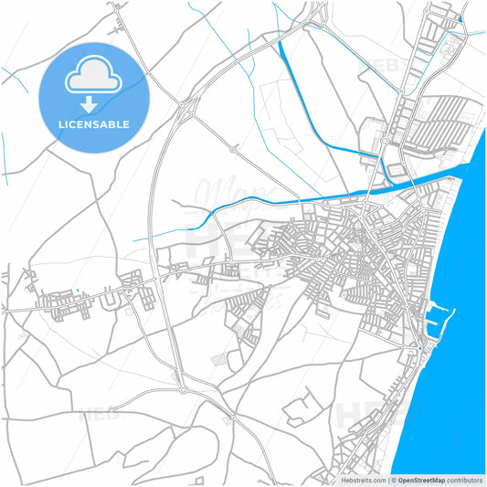 Roquetas de Mar, Almería, Spain, city map with high resolution roads.