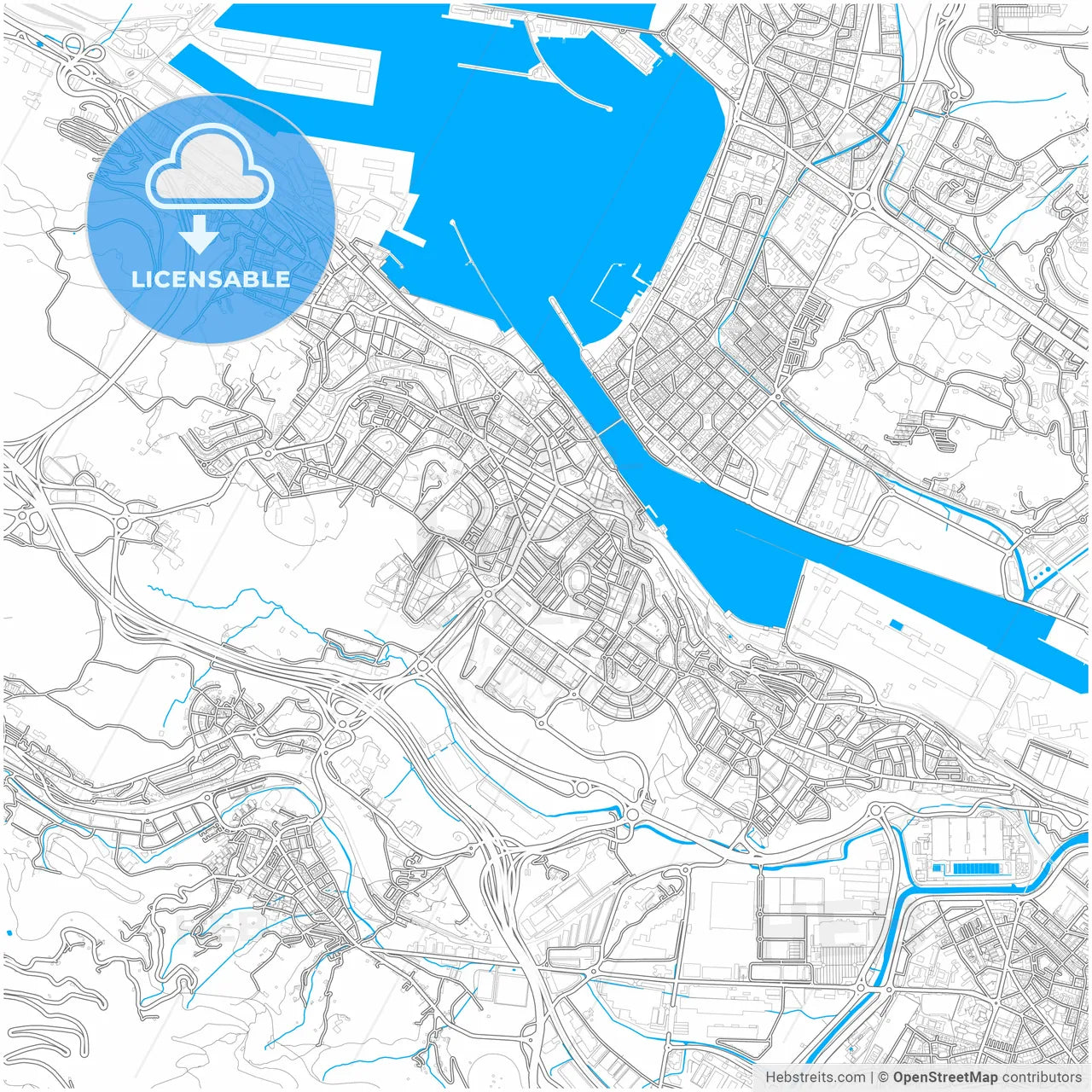 Portugalete, Bizkaia, Spain, city map with high resolution roads.