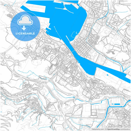 Portugalete, Bizkaia, Spain, city map with high resolution roads.