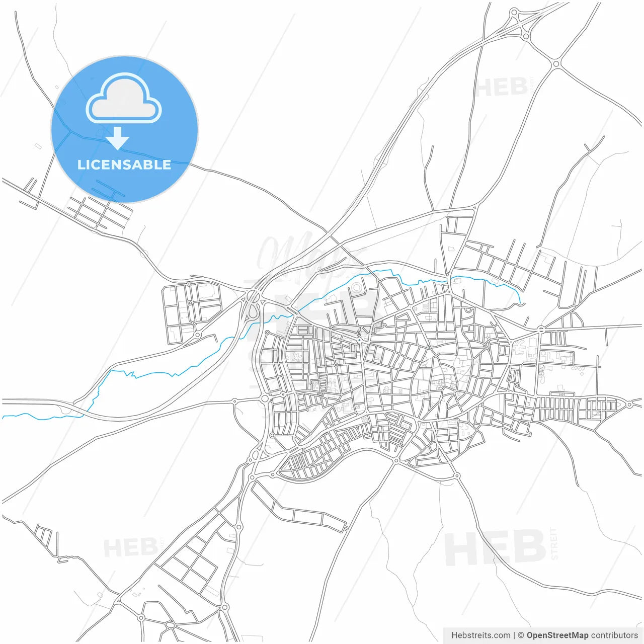 Lucena, Córdoba, Spain, city map with high resolution roads.