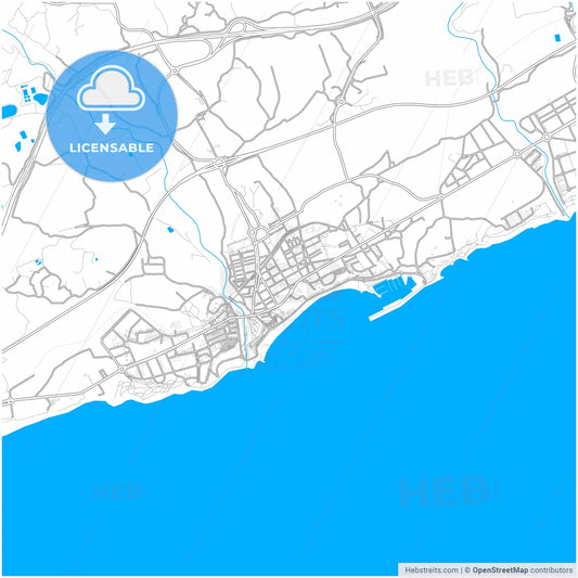 Villajoyosa, Alacant, Spain, city map with high resolution roads.