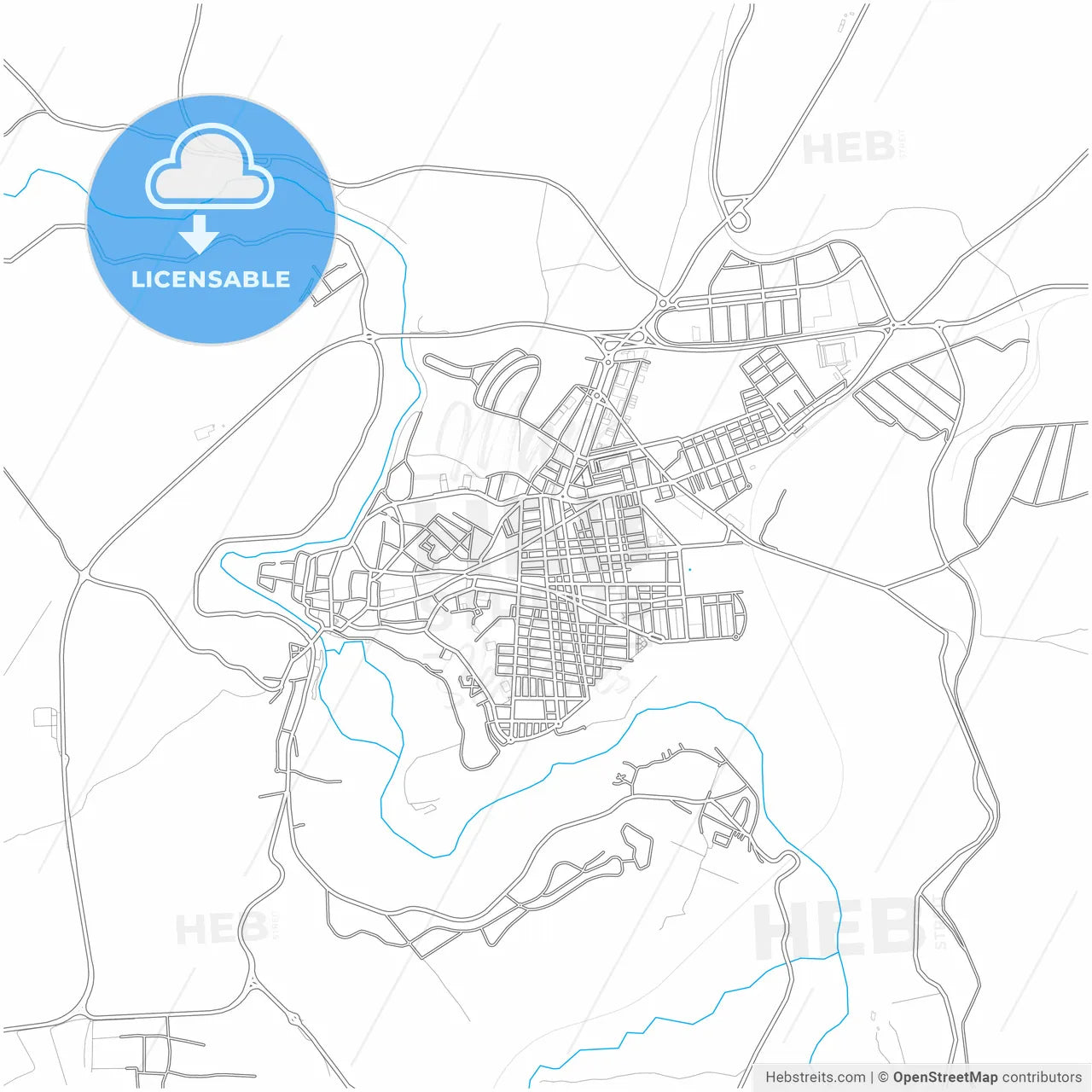 Puente-Genil, Córdoba, Spain, city map with high resolution roads.