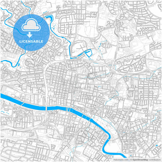 Glasgow, Glasgow, Scotland, city map with high resolution roads.