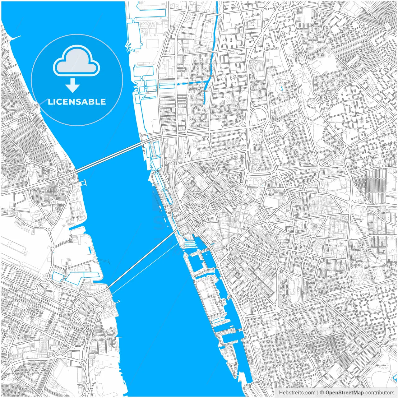 Liverpool, North West England, England, city map with high resolution roads.
