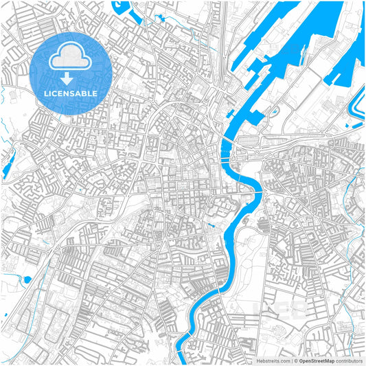 Belfast, Belfast, Northern Ireland, city map with high resolution roads.