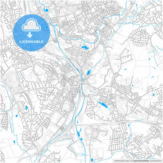 Stoke-on-Trent, West Midlands, England, city map with high resolution roads.