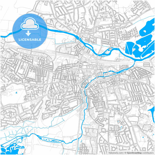 Reading, South East England, England, city map with high resolution roads.