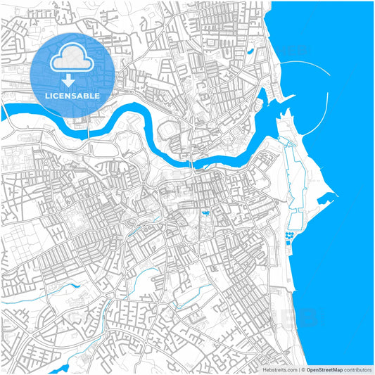 Sunderland, North East England, England, city map with high resolution roads.