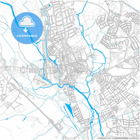 Oxford, South East England, England, city map with high resolution roads.