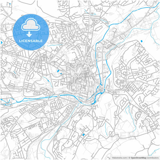 Huddersfield, Yorkshire and the Humber, England, city map with high resolution roads.