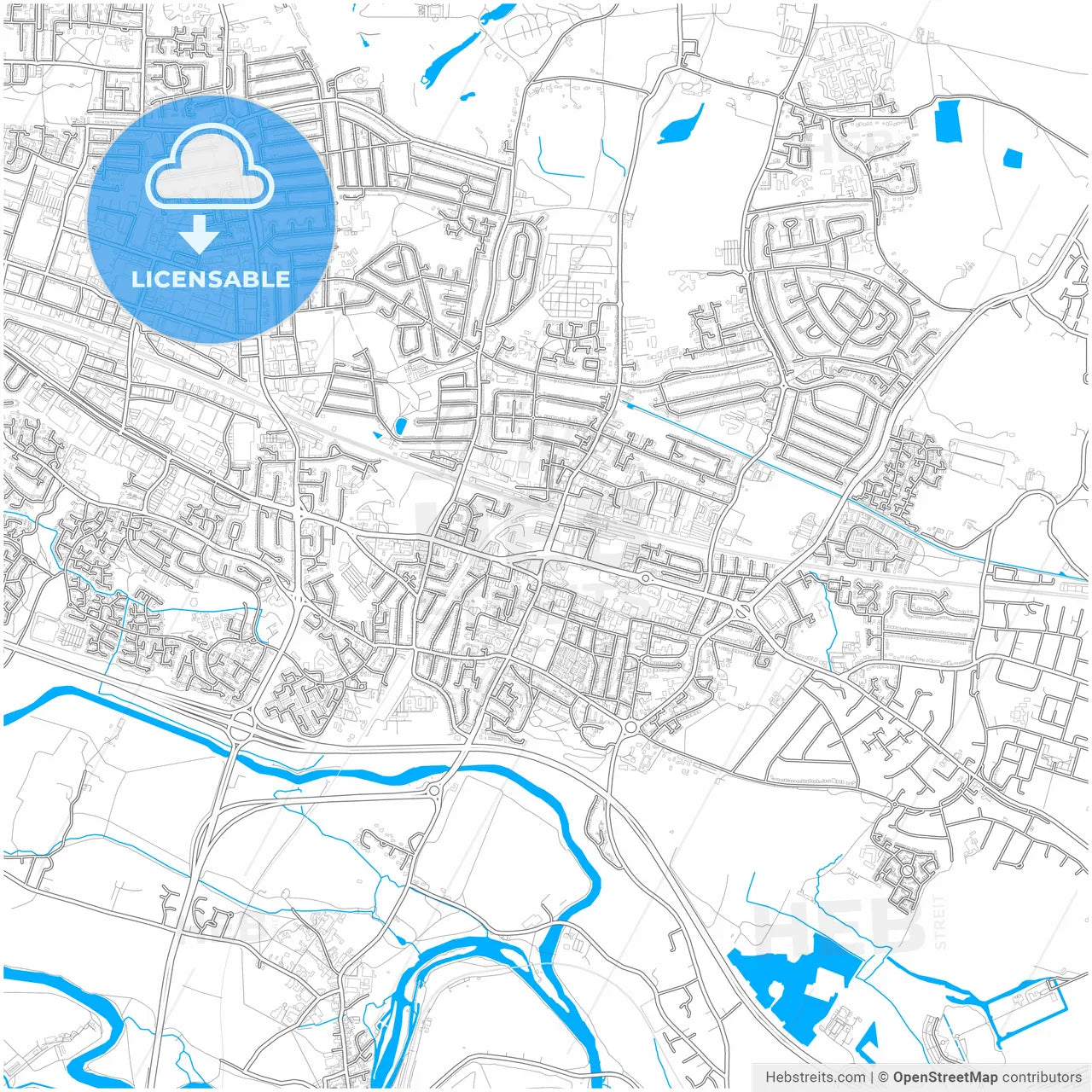 Slough, South East England, England, city map with high resolution roads.
