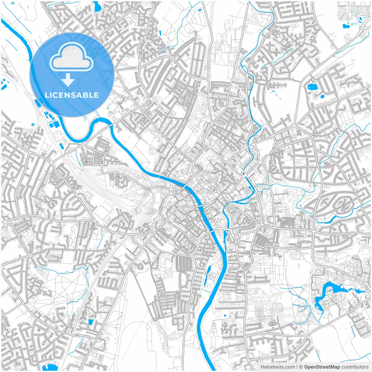 York, Yorkshire and the Humber, England, city map with high resolution roads.