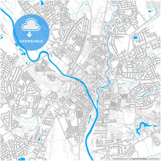 York, Yorkshire and the Humber, England, city map with high resolution roads.
