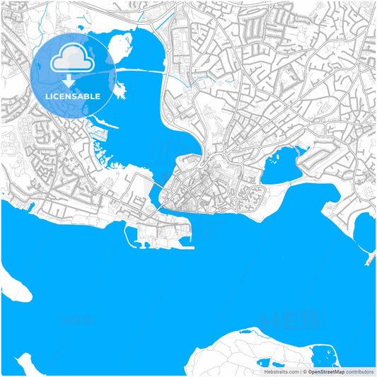 Poole, South West England, England, city map with high resolution roads.