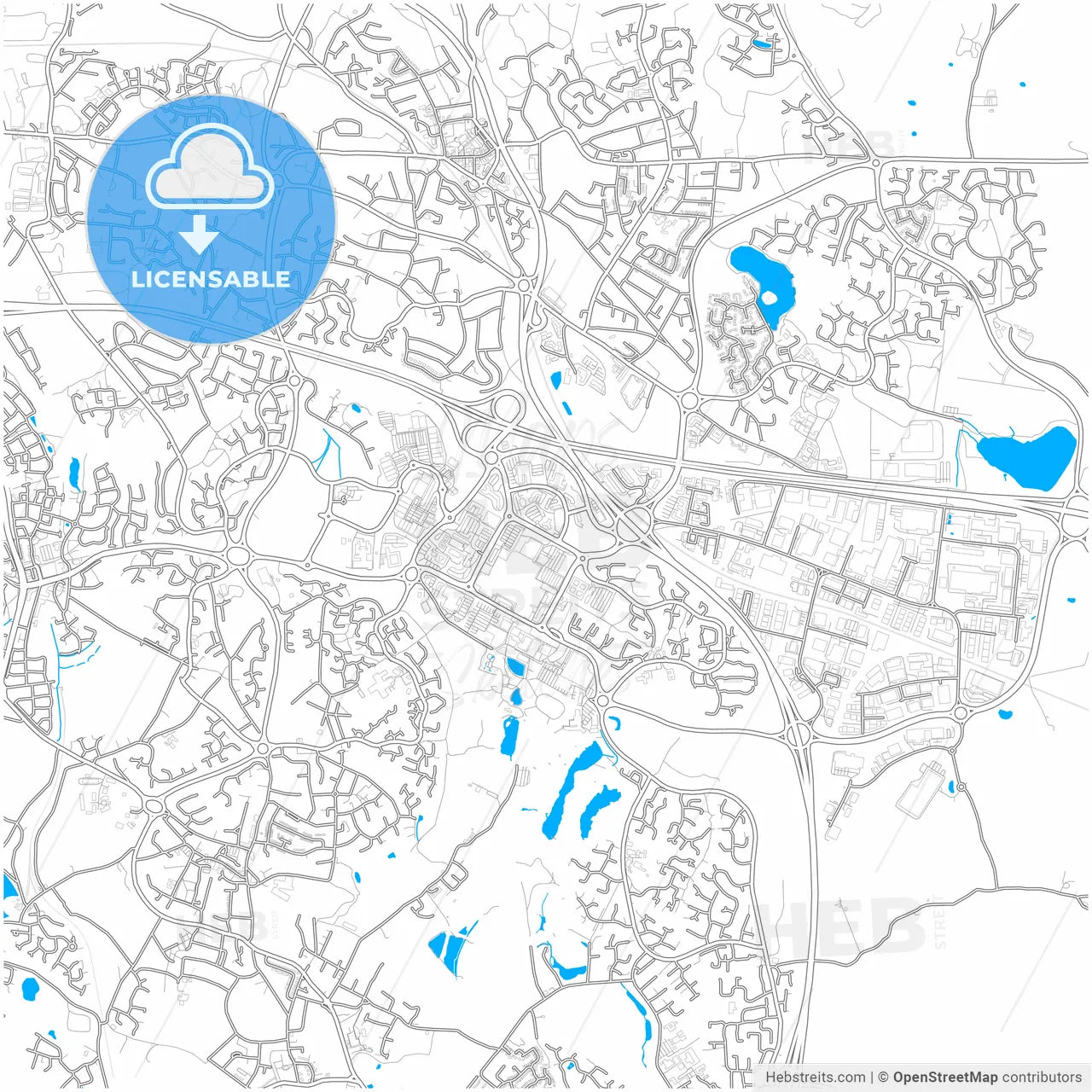 Telford, West Midlands, England, city map with high resolution roads.