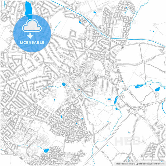 Solihull, West Midlands, England, city map with high resolution roads.
