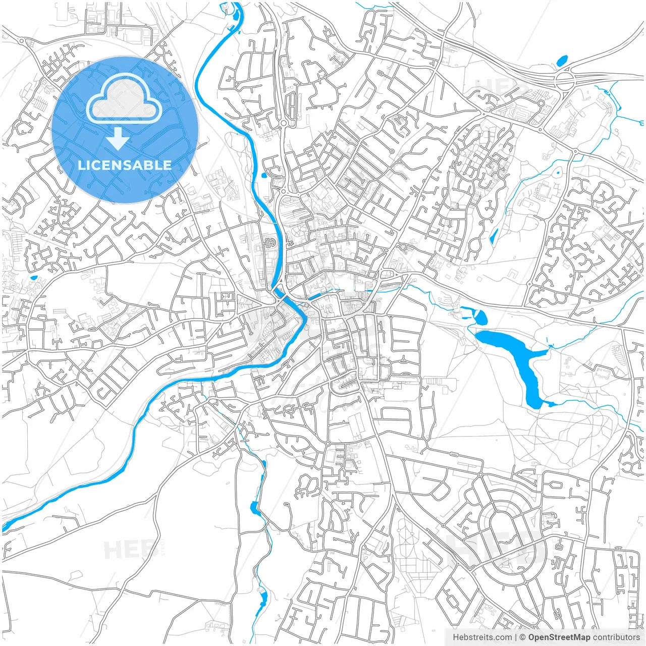 Maidstone, South East England, England, city map with high resolution roads.