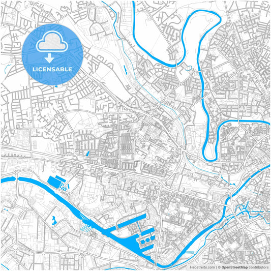 Salford, North West England, England, city map with high resolution roads.