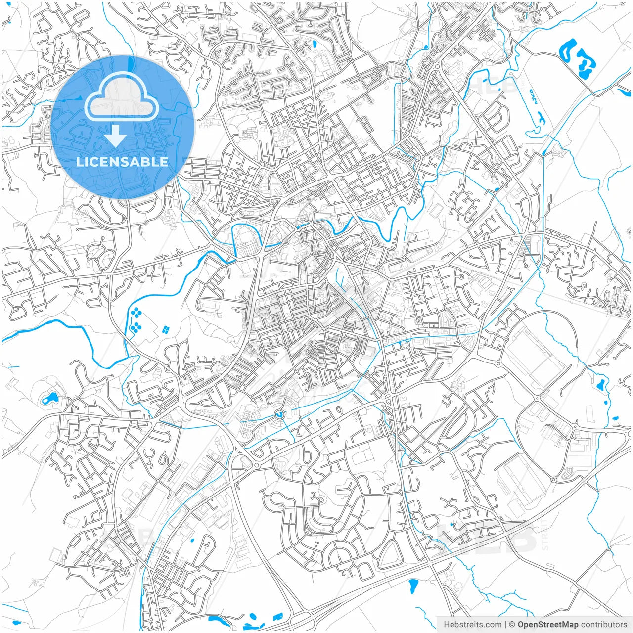 Rochdale, North West England, England, city map with high resolution roads.