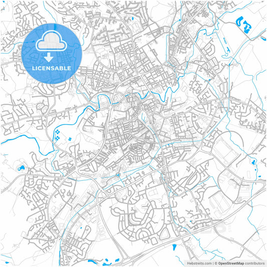 Rochdale, North West England, England, city map with high resolution roads.