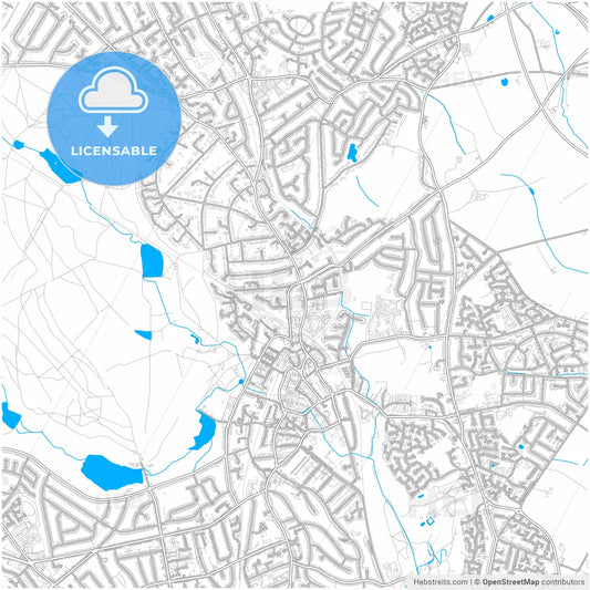 Sutton Coldfield, West Midlands, England, city map with high resolution roads.
