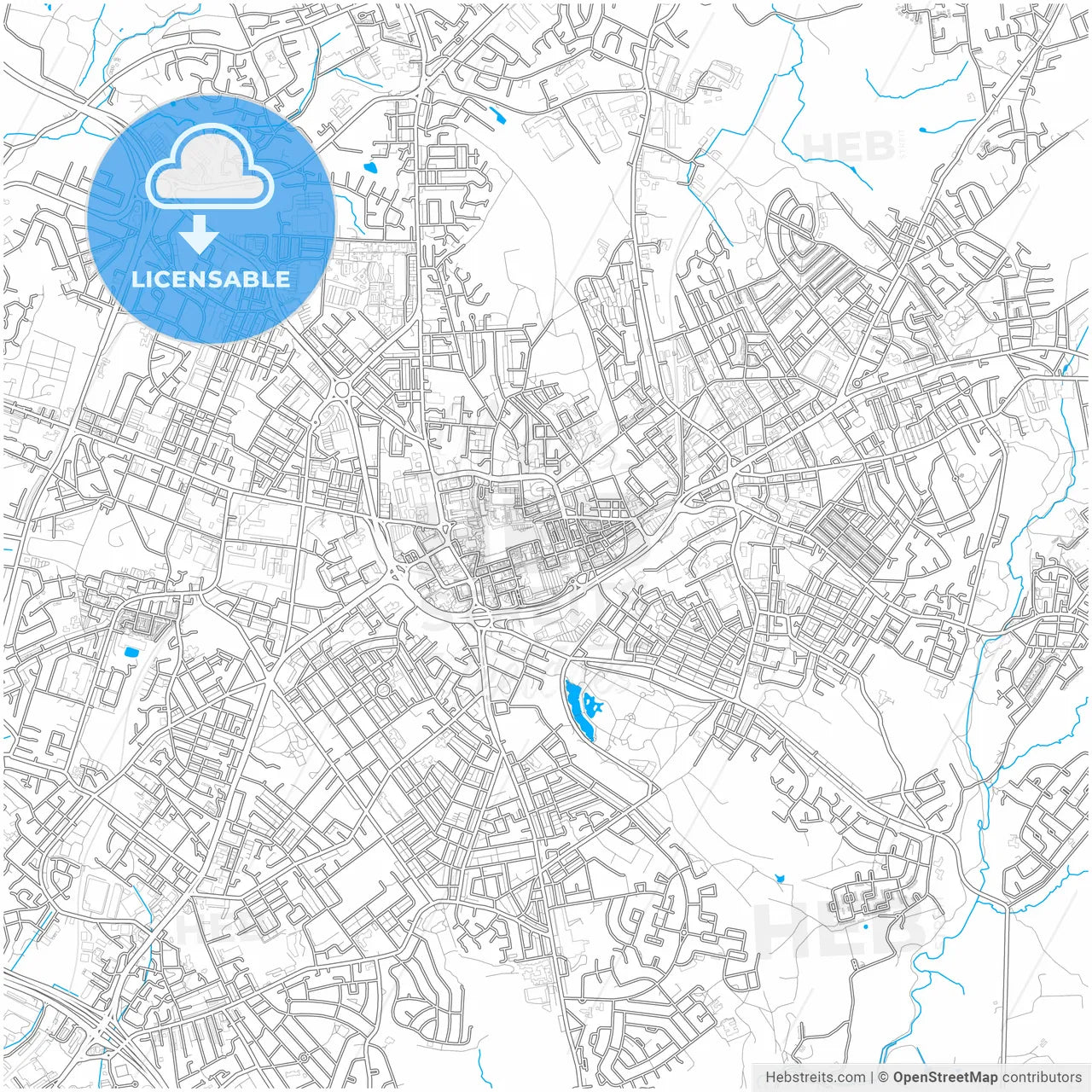 Oldham, North West England, England, city map with high resolution roads.