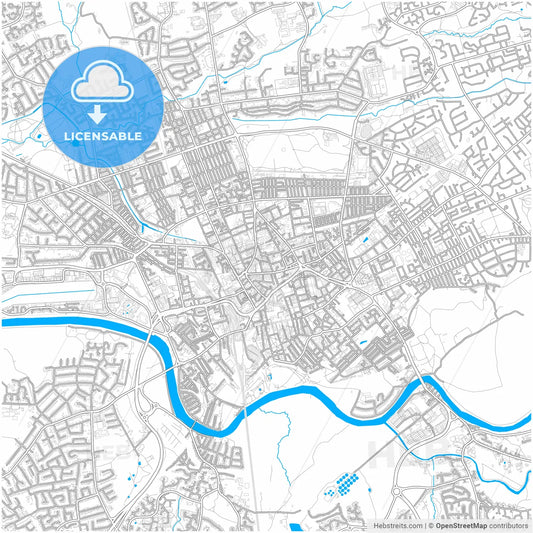 Preston, North West England, England, city map with high resolution roads.
