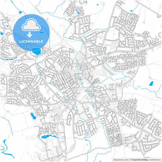 Nuneaton, West Midlands, England, city map with high resolution roads.