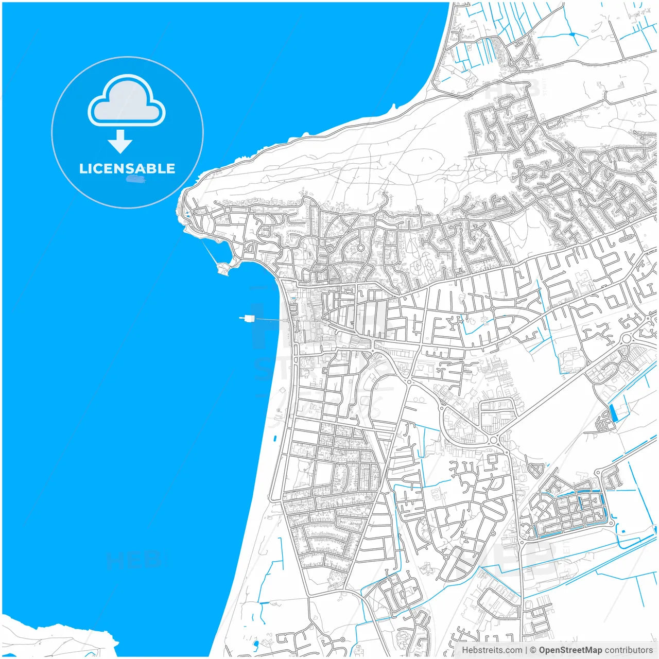 Weston-super-Mare, South West England, England, city map with high resolution roads.
