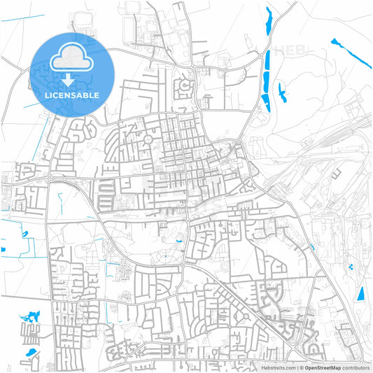 Scunthorpe, Yorkshire and the Humber, England, city map with high resolution roads.