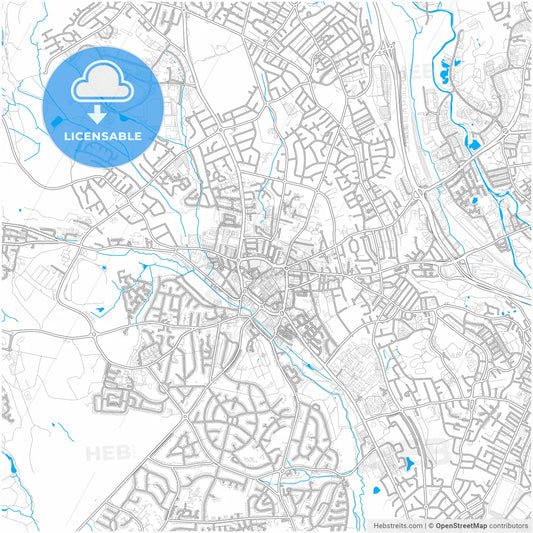 Newcastle-under-Lyme, West Midlands, England, city map with high resolution roads.