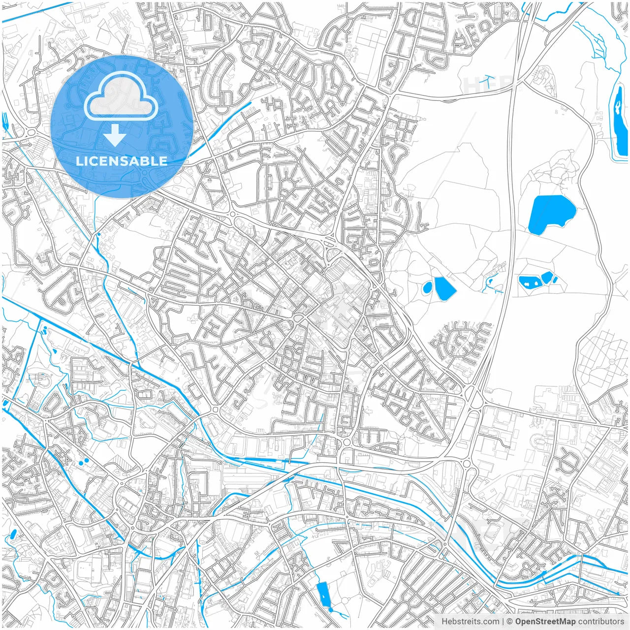 West Bromwich, West Midlands, England, city map with high resolution roads.