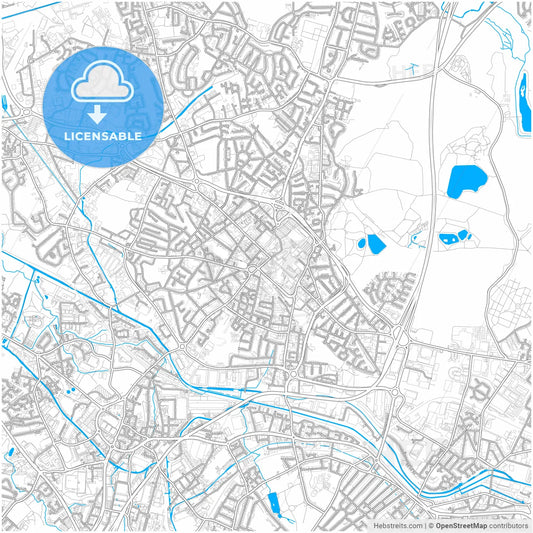 West Bromwich, West Midlands, England, city map with high resolution roads.