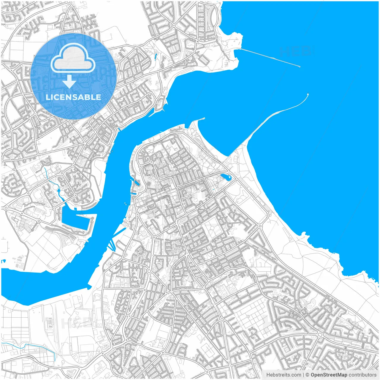 South Shields, North East England, England, city map with high resolution roads.