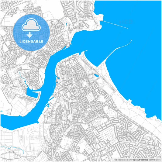 South Shields, North East England, England, city map with high resolution roads.