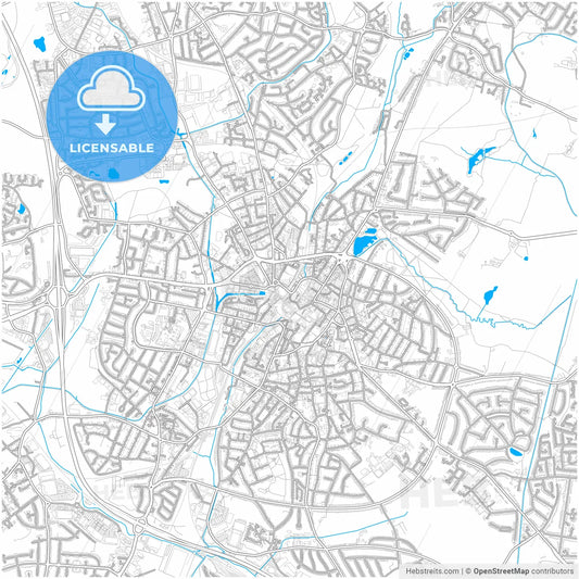 Walsall, West Midlands, England, city map with high resolution roads.