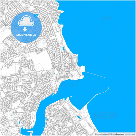 Tynemouth, North East England, England, city map with high resolution roads.