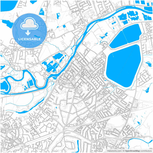 Walton-on-Thames, South East England, England, city map with high resolution roads.