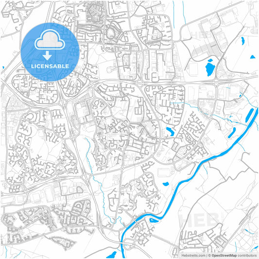 Washington, North East England, England, city map with high resolution roads.