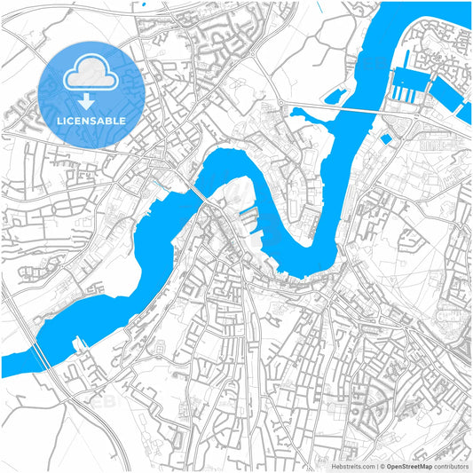 Rochester, South East England, England, city map with high resolution roads.