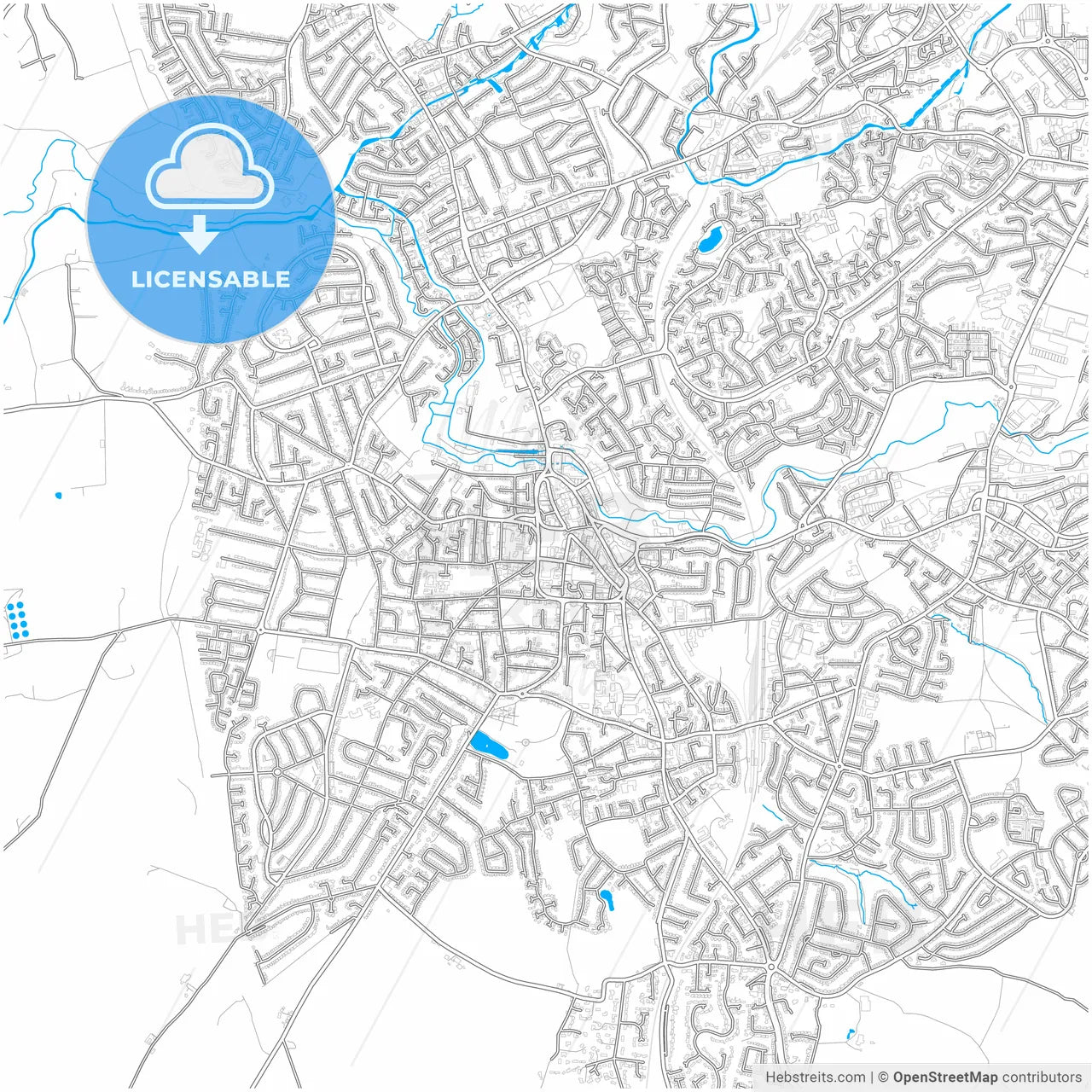 Stourbridge, West Midlands, England, city map with high resolution roads.