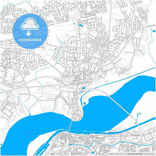 Widnes, North West England, England, city map with high resolution roads.