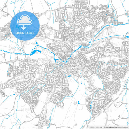 Taunton, South West England, England, city map with high resolution roads.